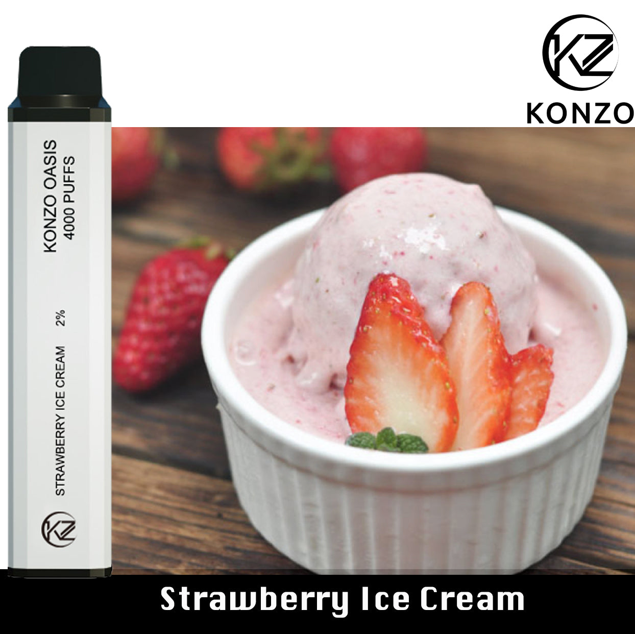 Konzo Oasis Strawberry Ice Cream 4000 Puffs